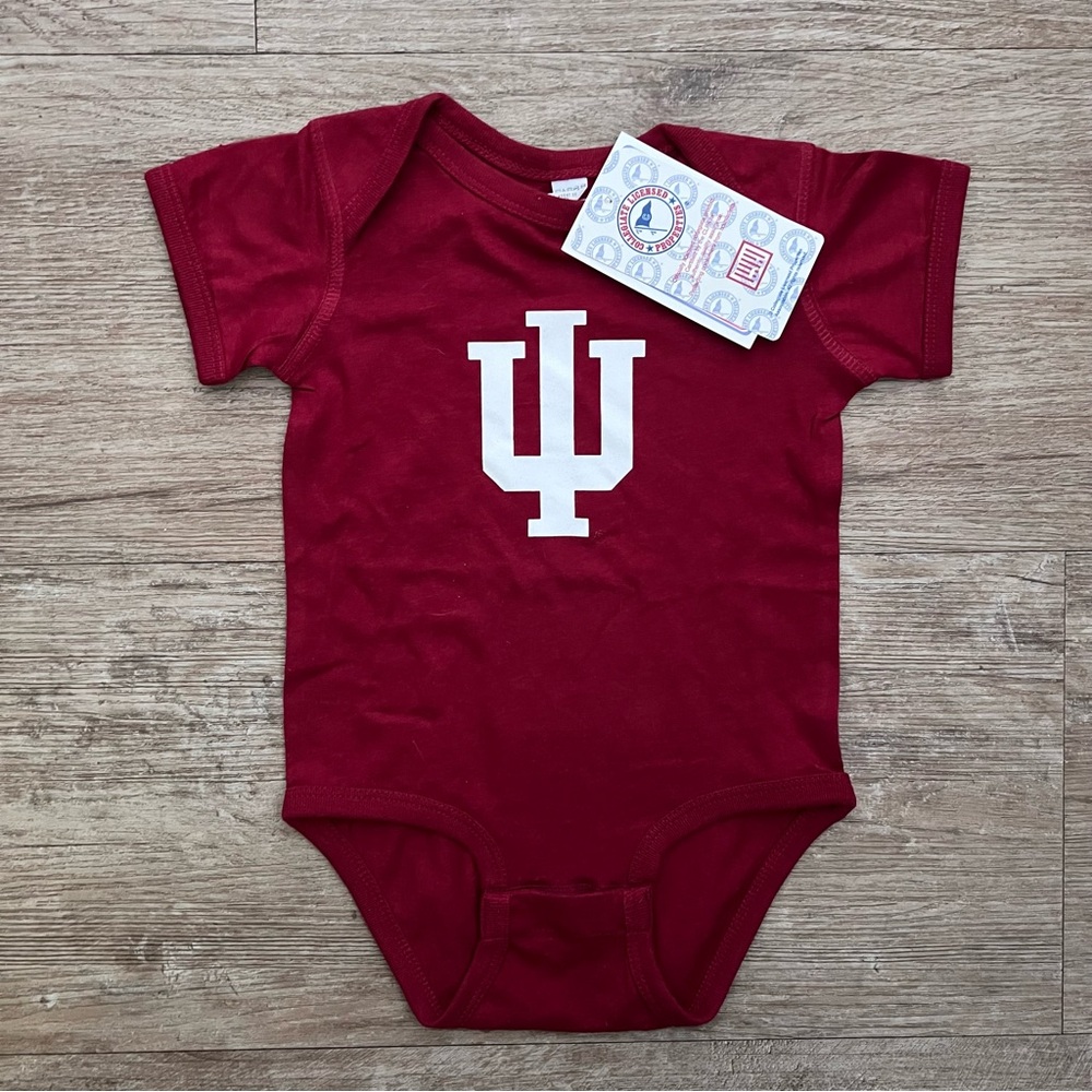 Indiana University Crimson Bodysuit White IU Logo | Hoosier Baby Onesie | NWT